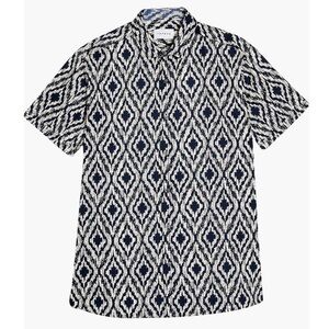 Topman Ikat Print Short Sleeve Button-Up Shirt Medium